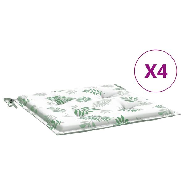 vidaXL Almofad&otilde;es p/ cadeira 4pcs 40x40x4cm tecido padr&atilde;o folhas