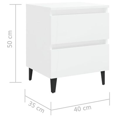 vidaXL Mesa de cabeceira 40x35x50cm derivados madeira branco brilhante