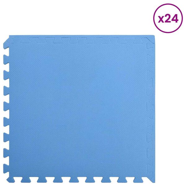 vidaXL Tapetes de Exerc&iacute;cio em Puzzle 24 pcs Azul 8,64 ㎡ Espuma EVA