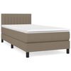 vidaXL Cama com molas/colch&atilde;o 100x200 cm tecido cinza-acastanhado