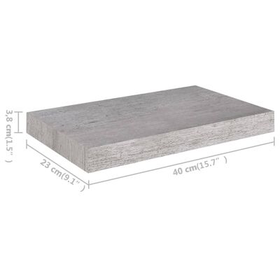 vidaXL Prateleiras de parede 2 pcs 40x23x3,8 cm MDF cinzento-cimento
