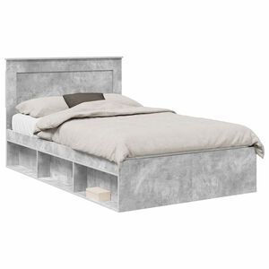 vidaXL Estrutura da Cama com cabeceira Cinza Concreto 135 x 190 cm