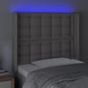 vidaXL Cabeceira cama c/ LED 83x16x118/128cm couro artificial cinzento