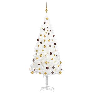 vidaXL &Aacute;rvore Natal artificial pr&eacute;-iluminada c/ bolas 210 cm branco