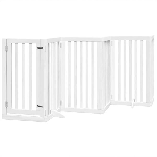 vidaXL Port&atilde;o p/ c&atilde;es com porta dobr&aacute;vel 9 pain&eacute;is 450 cm &aacute;lamo branco