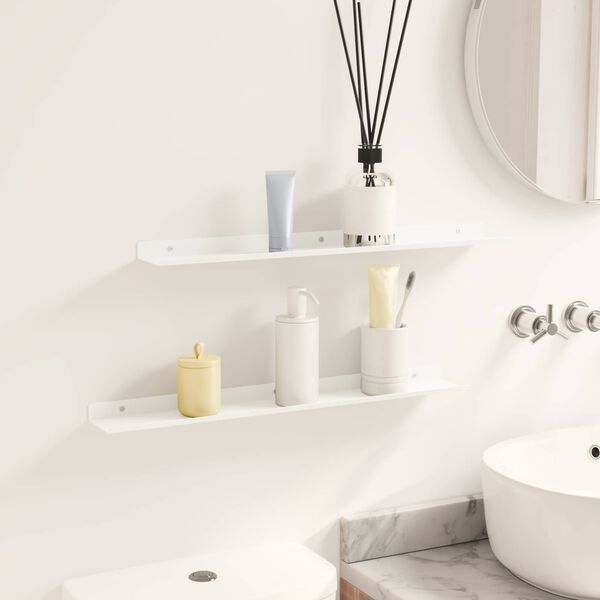 vidaXL Prateleira Flutuante 2 pcs Branco 60 x 9 x 2,5 cm A&ccedil;o