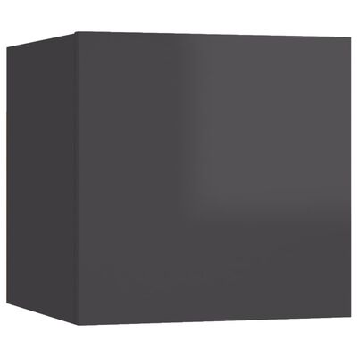 vidaXL Móveis de parede para TV 8 pcs 30,5x30x30 cm cinzento brilhante