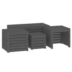 vidaXL 4 pcs conjunto de caixas de jardim pinho maci&ccedil;o cinzento