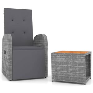 vidaXL 2 pcs conjunto lounge de jardim vime PE/ac&aacute;cia maci&ccedil;a cinzento