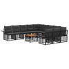 vidaXL Conjunto de Sof&aacute;s para Exterior 12 pcs Preto e Cinza Escuro