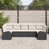 vidaXL Conjunto de Sofá de Jardim 7 pcs Preto e Branco vime PE