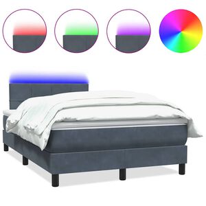 vidaXL Cama box spring c/ colch&atilde;o e LED 120x220 cm veludo cinzento-escuro
