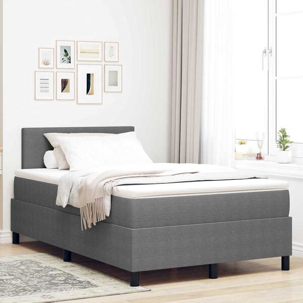 vidaXL Cama Box Spring LED Cinza Claro e Branco 120 x 200 cm