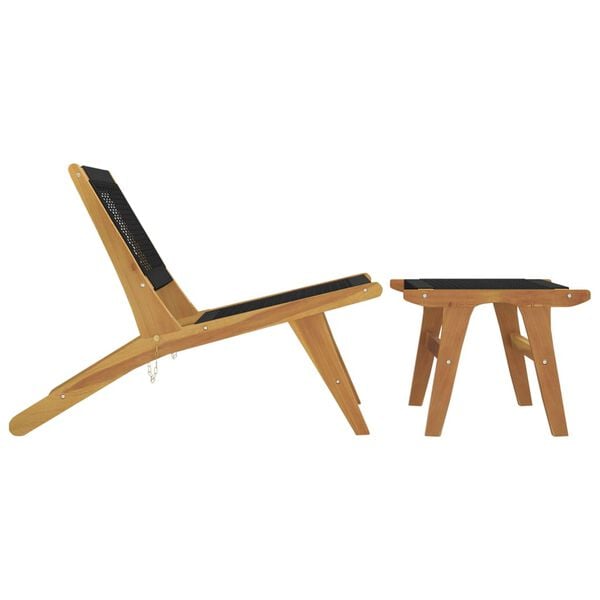 vidaXL Cadeira de jardim c/ apoio de pés teca maciça/poliéster