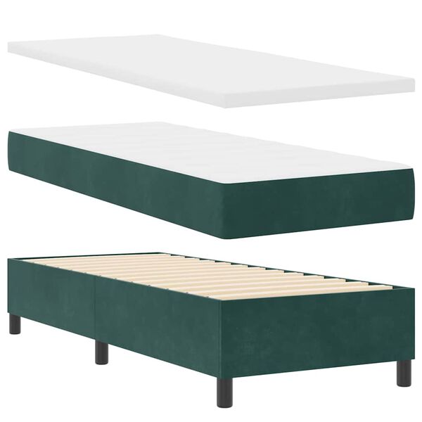 vidaXL Cama Box com colch&atilde;o Verde-escuro 80 x 200 cm Veludo