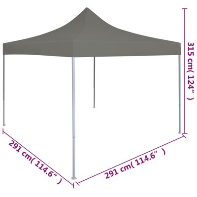 vidaXL Tenda para festas pop-up dobrável 3x3 m antracite
