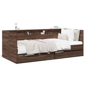 vidaXL Sof&aacute;-cama com gavetas sem colch&atilde;o 75x190 cm carvalho castanho