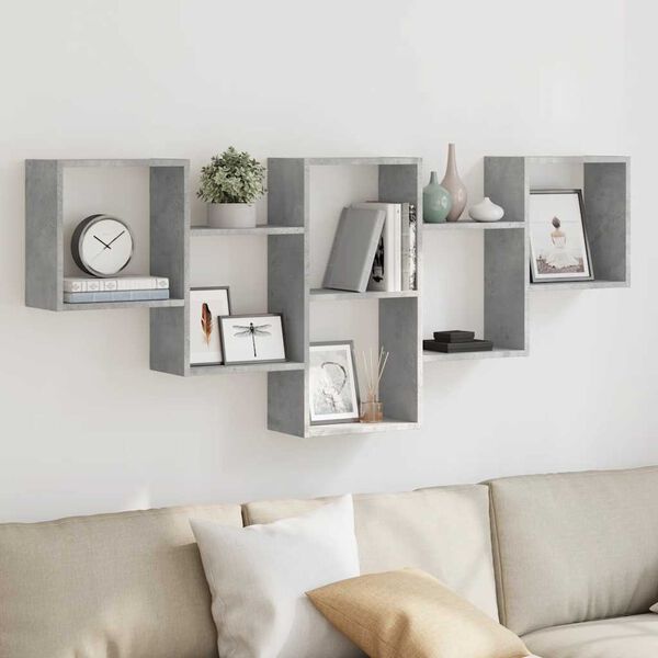 vidaXL Prateleira parede 159x18x66 cm deriv. madeira cinzento cimento