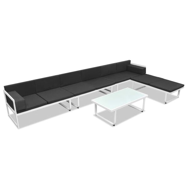 vidaXL 5 pcs conjunto lounge para jardim textilene e alumínio preto