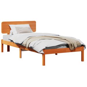 vidaXL Estrutura da Cama com cabeceira Marrom Cera 100 x 200 cm