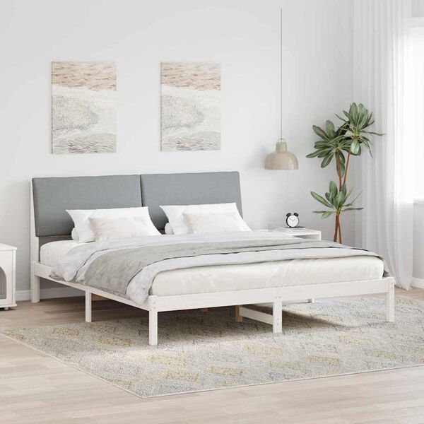 vidaXL Estrutura da cama Branco e cinza claro 200 x 200 cm