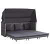 vidaXL Espregui&ccedil;adeira extens&iacute;vel 3 lugares com toldo vime PE cinzento