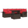 vidaXL Conjunto de sof&aacute; de jardim com 6 pe&ccedil;as e almofadas em rattan sint&eacute;tico marrom