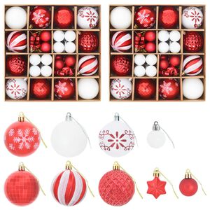 vidaXL Conjunto de Bolas de Natal 88 unid. Vermelho e Branco &Oslash; 6 cm