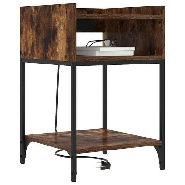 vidaXL Arm&aacute;rio de Cabeceira Carvalho Defumado 40 x 40 x 61 cm