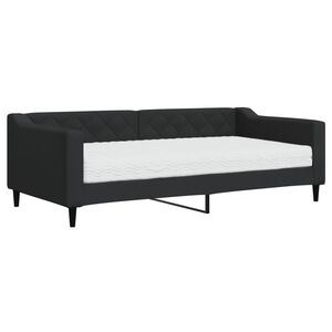 vidaXL Sof&aacute;-cama com colch&atilde;o 90x190 cm tecido preto
