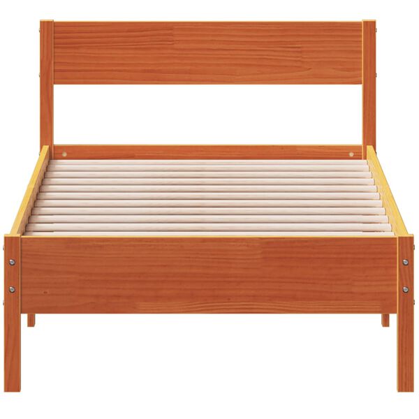 vidaXL Cama sem colchão 75x190 cm madeira de pinho maciça castanho-mel