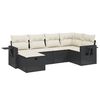 vidaXL 6 pcs conjunto sof&aacute;s de jardim c/ almofad&otilde;es vime PE preto