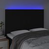 vidaXL Cabeceira cama c/ LED tecido 144x5x118/128 cm preto