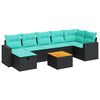 vidaXL 8 pcs conjunto sof&aacute;s de jardim com almofad&otilde;es vime PE preto