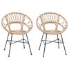 vidaXL Cadeira de jantar 2 pcs Natural 49 x 51 x 81 cm Rattan e Ferro