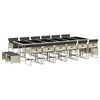 vidaXL 17 pcs conj. jantar jardim c/ almofad&otilde;es vime PE cinzento-claro