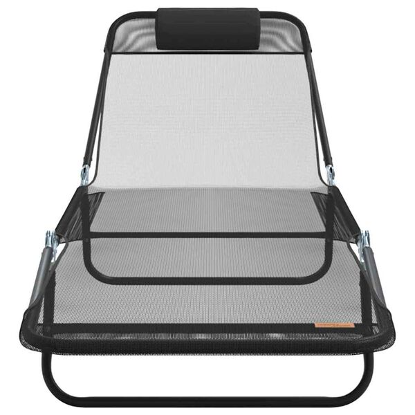 vidaXL Espreguiçadeira dobrável Preto 182 x 55 x 85.5cm Textilene