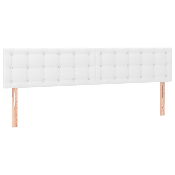 vidaXL Cabeceira de cama c/ LED couro artificial 160x5x78/88 cm branco