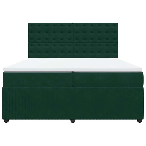 vidaXL Cama com molas/colch&atilde;o 200x200 cm veludo verde-escuro