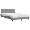 vidaXL Cama com colch&atilde;o Dover 140x190 cm tecido cinzento-claro