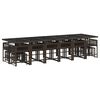 vidaXL 17 pcs conjunto jantar p/ jardim c/ almofad&otilde;es vime PE castanho