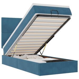 vidaXL Estrutura cama otomana colch&otilde;es 80x200 cm veludo azul escuro