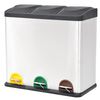 vidaXL Caixote do lixo para reciclagem com pedais 54 L a&ccedil;o inoxid&aacute;vel