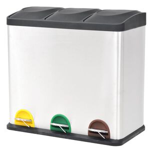 vidaXL Caixote do lixo para reciclagem com pedais 54 L a&ccedil;o inoxid&aacute;vel