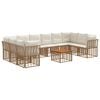 vidaXL Conjunto de Sof&aacute;s para Exterior 11 pcs Natural e Branco Creme