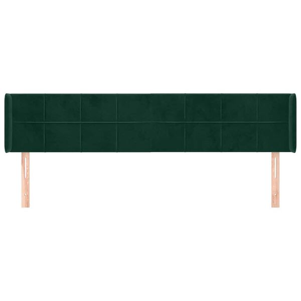 vidaXL Cabeceira de cama c/ abas veludo 163x16x78/88cm verde-escuro