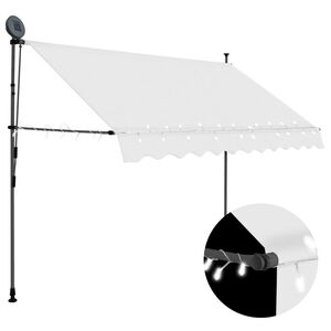 vidaXL Toldo retr&aacute;til manual com LED 300 cm creme