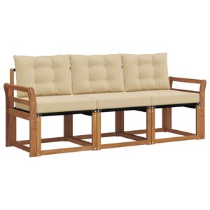 vidaXL Conjunto de Sof&aacute;s para Exterior 3 unid. Natural e Bege