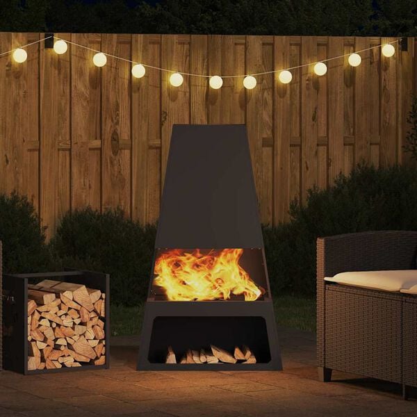 vidaXL Fire Pit Preto 60 x 35 x 100 cm A&ccedil;o