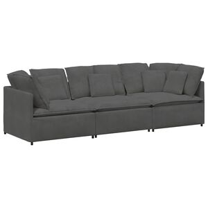vidaXL Sof&aacute; modular com almofadas tecido corduroy cinzento-escuro